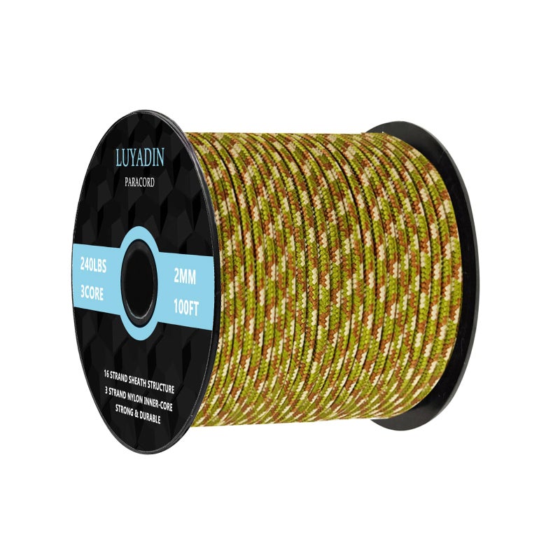 LUYADIN Paracord 240lb - Diameter 2mm Micro Utility Cord -3 Strand Parachute Spool Cord - 100ft 200ft,Paracord for Camping,Hiking,Fishing,Outdoor and DIY - Image 1
